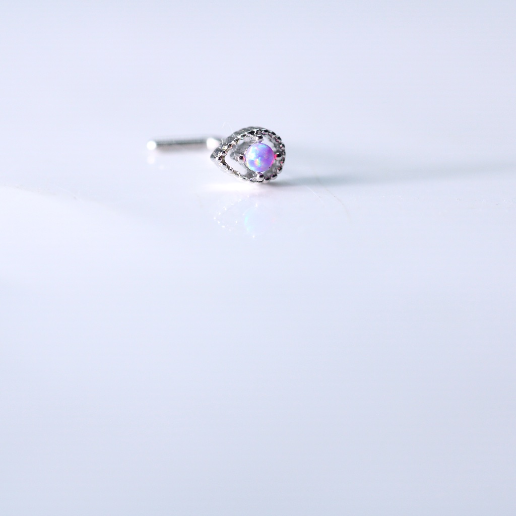Cute Surgical Steel Nose Piercing With An Opal Ball New